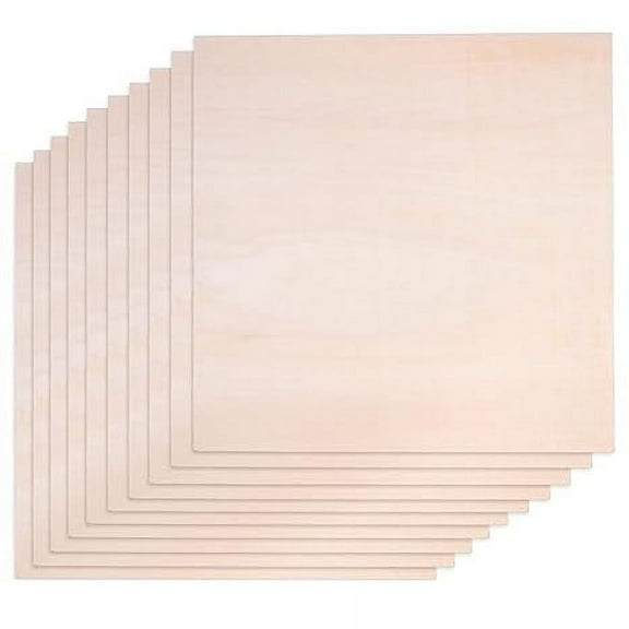 Basswood Sheets for Crafts 1/8 inch, 3mm Plywood Sheets for Laser Cutting, Wood Burning, Architectural Models, Drawing - 10 Pack Bass Wood 12 x 12 inch (SS Custom Products)