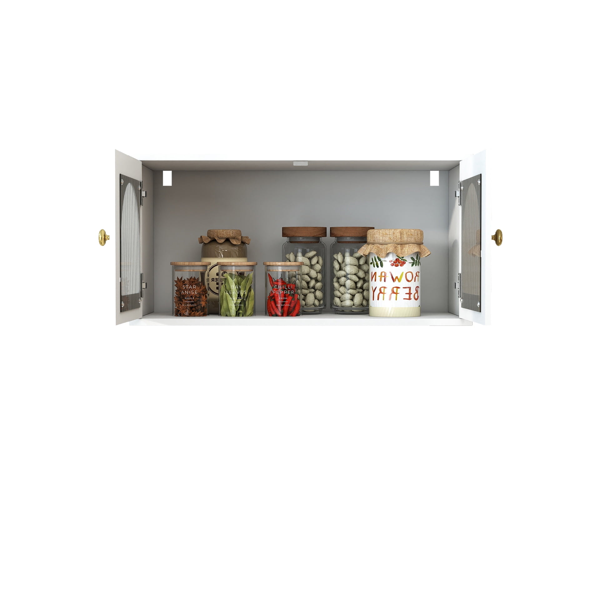 Wall Mounted Cabinet Glass Door Floating Storage Cabinet for Kitchen Bathroom Living Room, White