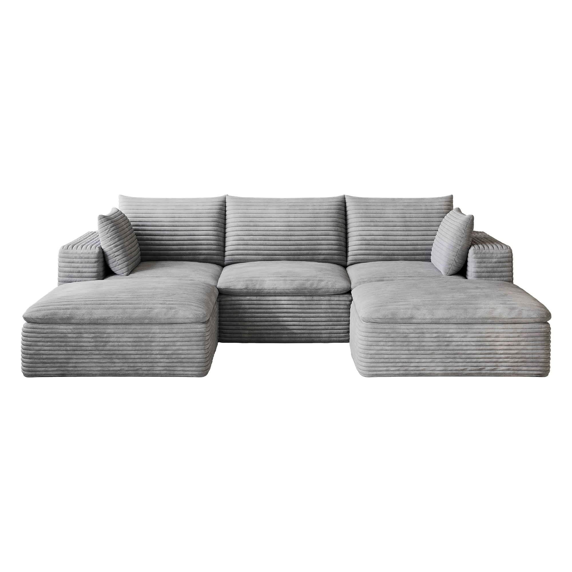 MAYEERTY 102.4 Inch Cloud Modular Sofa, Corduroy Deep Seat Couch with Double‑Layer Removable Cushions, No‑Assembly DIY Combination Sponge Sofa for Living Room Bedroom Conference Room Apartment