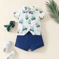 thumbnail image 2 of Kaprioy Boys Summer Outfits Boys Cartoon Print Hawaiian Outfit Infant Boy Button Down Shirt Baby Shorts Baby Summer Clothes Baby Boy Beach Clothes, 2 of 6