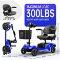 thumbnail image 3 of Mobility Scooter for Adults,4 Wheel Mobility Scooter,15 Miles Range,300LBS Capacity,Lightweight and Portable,with LED Headlights and Basket,Charger Included,Gifts Suitable for Elders (blue), 3 of 8