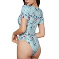 thumbnail image 3 of Yiaed Sailboats Anchors Print Women's Waist-Cinching Short-Sleeved Onesie,Elastic Onesiet,Snaps At Bottom,Easy To Put On And Take Off for Wome Bodysuit -Large, 3 of 8