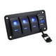 thumbnail image 5 of Panel de interruptores basculantes de 4,2 A con cargador USB doble, voltímetro de aluminio de alta resistencia para vehículos 4 pandillas, 5 of 8