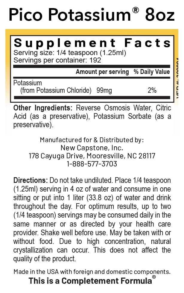 RnA ReSet Pico Potassium® Liquid Potassium, 8.1 fl oz, Electrolyte and Muscle Function Support, Non-GMO