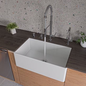 GETPRO Farmhouse Sink 24 Inch Fireclay Farm White Kitchen Sink Apron F Large Deep Porcelain Single Bowl With Modern Style Protective Bottom Grid And Kitchen Sink Drain GETPRO Farmhouse Sink 24 Inch Fireclay Farm White Kitchen Sink Apron F Large Deep Porcelain Single Bowl With Modern Style Protective Bottom Grid And Kitchen Sink Drain