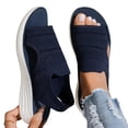 thumbnail image 4 of BADHUB Women's Wedge Sandals Breathable Mesh Knit Open Toe Sandals Lightweight Comfortable Summer Casual Walking Shoes Dark Blue 40, 4 of 6