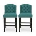 thumbnail image 1 of Foxcroft Wingback Counter Stool (Set of 2), Teal and Dark Brown, 1 of 8
