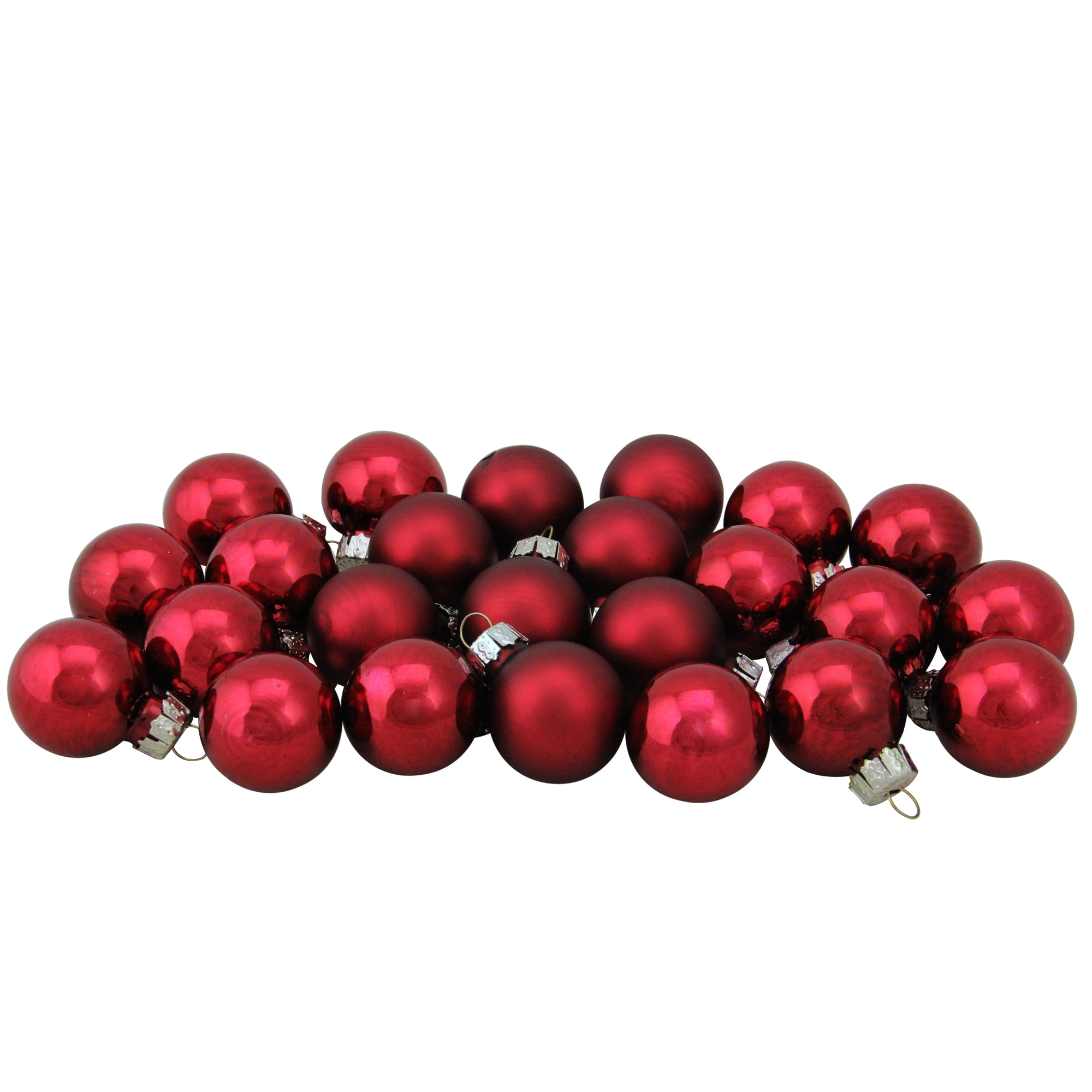 24ct Red Dual Finish Glass Christmas Ball Ornaments 1" (25mm) Walmart