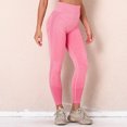 thumbnail image 5 of QLEICOM Womens Yoga Pants Capri Leggings Pure Color Hip-lifting Sports Fitness Yoga Leggings Running High-waist Workout Leggings Athletic Pants Tummy Control Leggings Pink M, 5 of 7