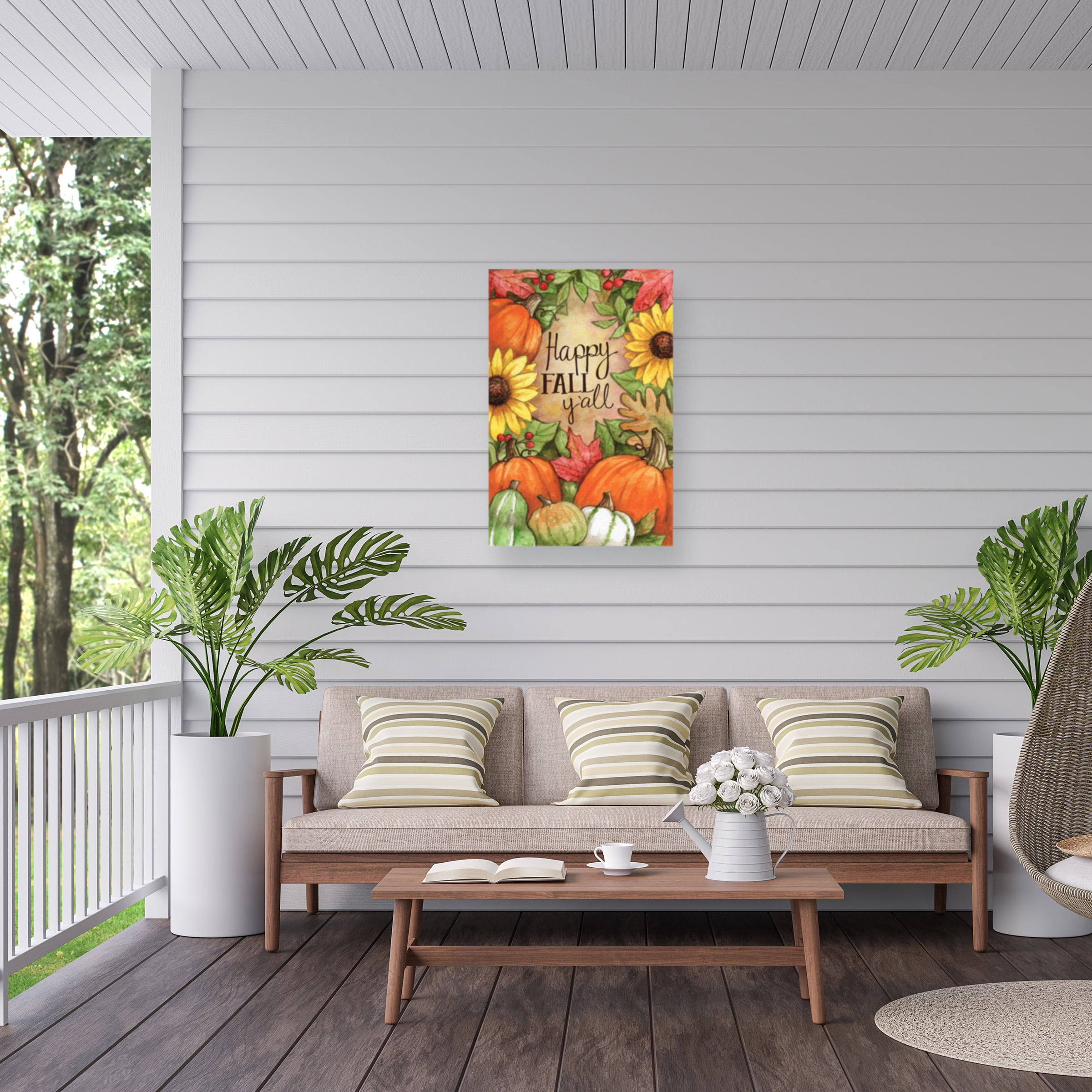 Melinda Hipsher 'Happy Fall Pumpkins' Outdoor Canvas 32x22