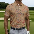 thumbnail image 3 of Men's Golf Polo Shirts Short Sleeve Contrast Collared Shirts Button Down Business Casual Work Office Lightweight Polo Sweater Solid Color Pullover Shirts,Brown XL, 3 of 4