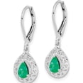 thumbnail image 2 of Sterling Silver Rhodium-Plated Emerald Teardrop Lever Back Earrings (28 X 9) Made In India qe10017e, 2 of 5