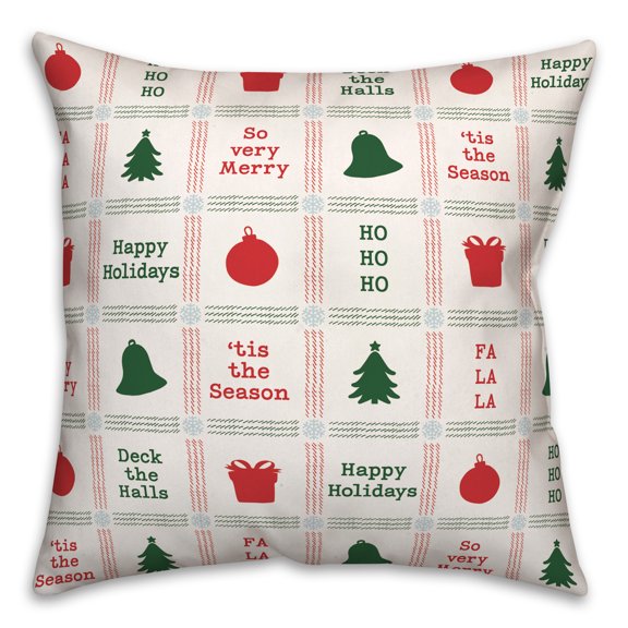 Creative Products Xmas Icon Grid Pattern 18 x 18 Spun Poly Pillow