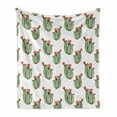 thumbnail image 1 of Cactus Soft Flannel Fleece Throw Blanket, Cacti Spikes and Red Flowers Mexican Hot Desert Vintage Image Artwork, Cozy Plush for Indoor and Outdoor Use, 70" x 90", Green and Orange, by Ambesonne, 1 of 6