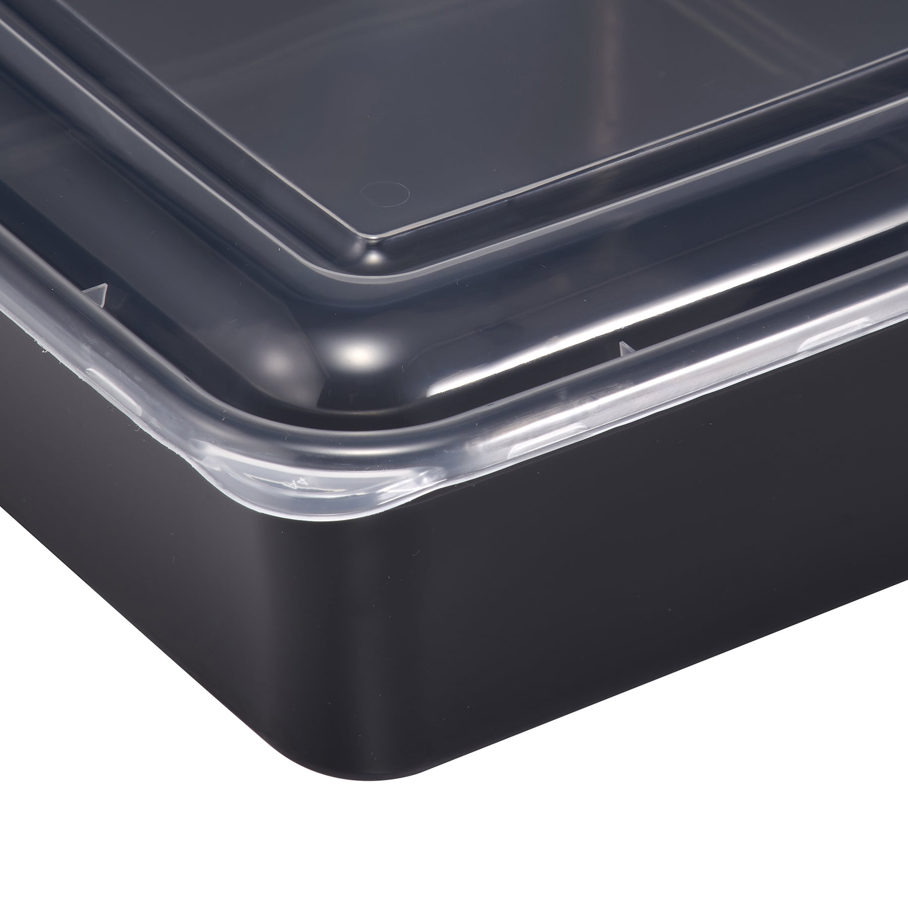 Mainstays 15PK 2-Compartment Meal Prep Food Storage Container, Clear Lid &  Black