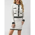 thumbnail image 3 of Womens 2 Piece Preppy Cardigan Skirt Outfits Casual Long Sleeve Button Down Knit Top Bodycon Skirt Set  S, 3 of 5