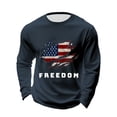 thumbnail image 4 of Men Letter Graphic T Shirts Freedom Long Sleeve Tee Tops Navy L, 4 of 4