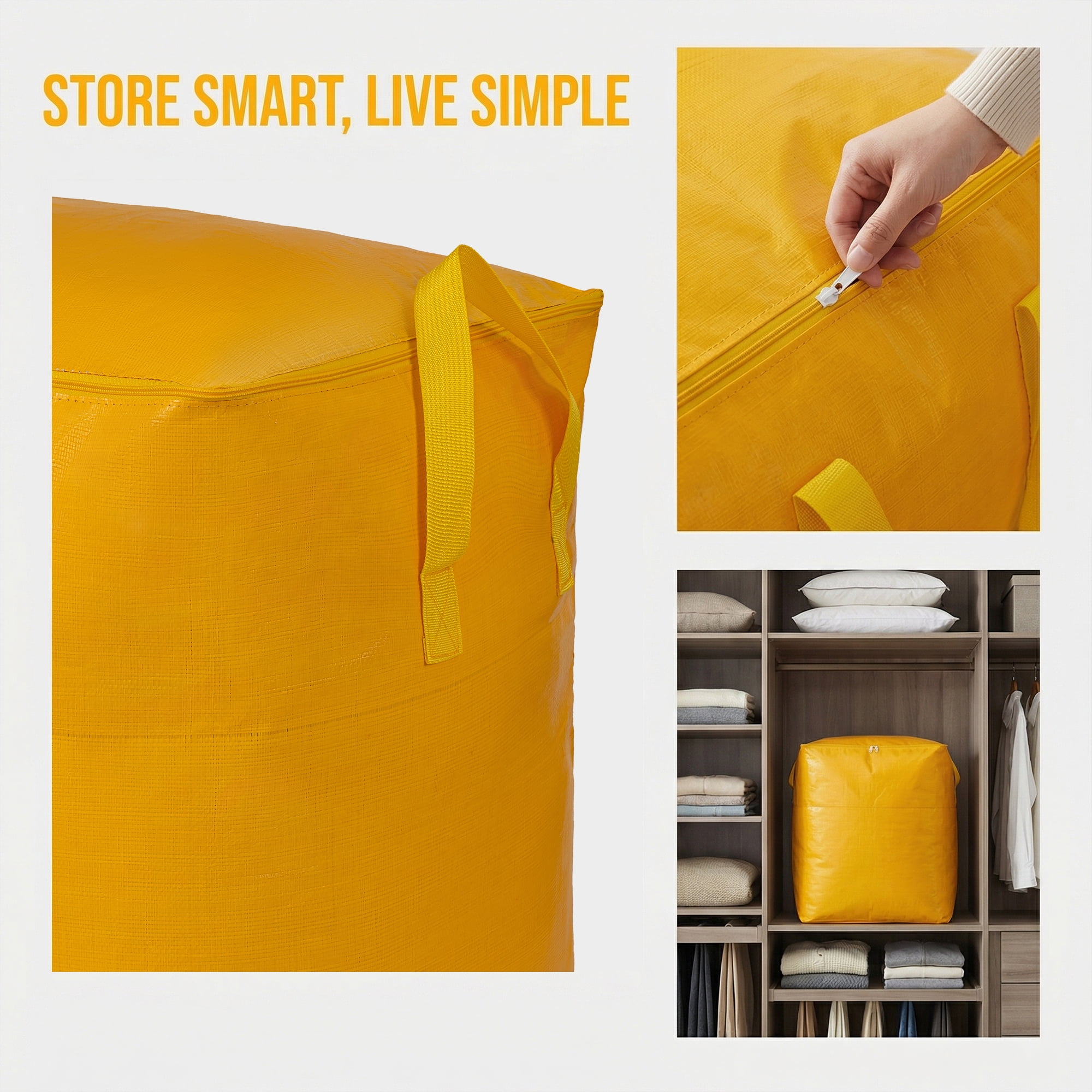 Unique Bargains Clothes Storage Bag with Handles Yellow 23.6"x19.7"x31.5"