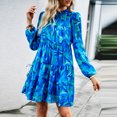 thumbnail image 2 of Vestido de manga larga para mujer vestido fruncido con cordones y retazos elegante traje de vacaciones, 2 of 8