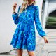 thumbnail image 1 of Vestido Minivestido informal para mujer, vestido holgado con cordones y fruncido, elegante traje de vacaciones Kuymtek Azul T S para Mujer, 1 of 7
