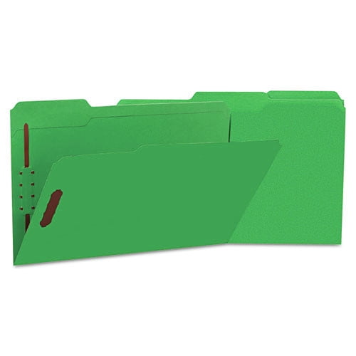 Deluxe Reinforced 1/3-Cut Top Tab Legal Size Folders with (2) Fasteners - Green (50/Box)