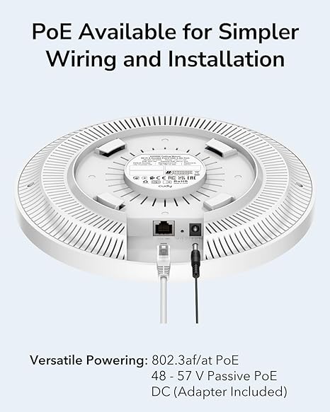 Cudy AX3000 2.5G WiFi 6 Wireless Access Point, 2.5Gbps RJ45, Business WiFi Solution, Mesh Support, Seamless Roaming and MU-MIMO, PoE or DC Poowered, 12V DC Power Adapter Included