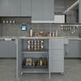 thumbnail image 5 of EUROCO Rolling Mobile Kitchen Island with Solid Wood Top and Locking Wheels, Storage Cabinet and Drop Leaf Breakfast Bar, Towel Rack & Drawers, Gray, 5 of 19