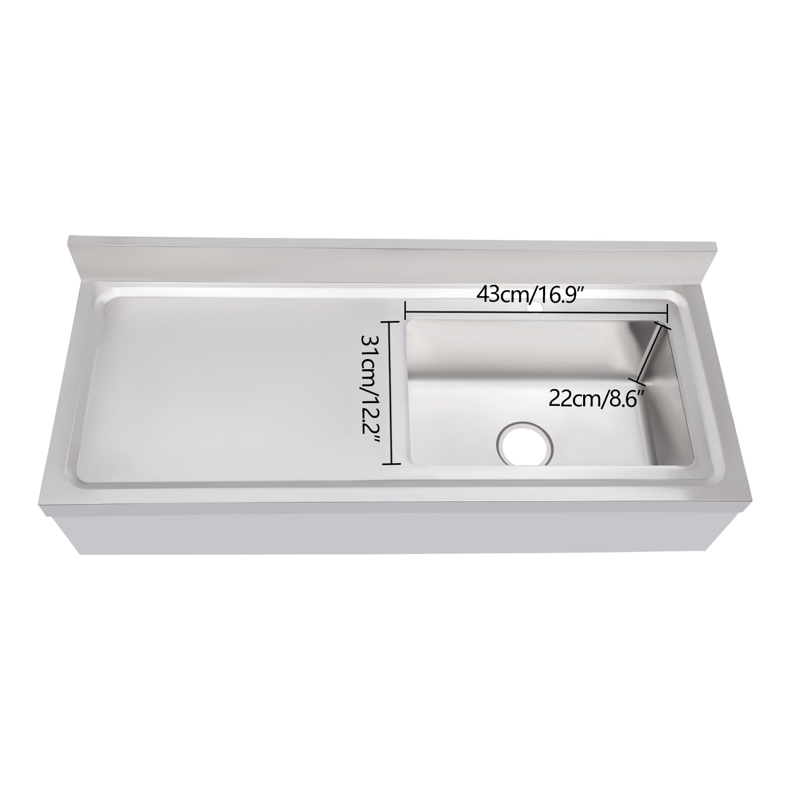 Freestanding Commercial Sink with Faucet, Single Bowl Stainless Steel Utility Sink for Kitchen, Laundry & Garage, Includes Faucet, Pipes & Adjustable Feet (47.2" X 19.6" X 31.5")