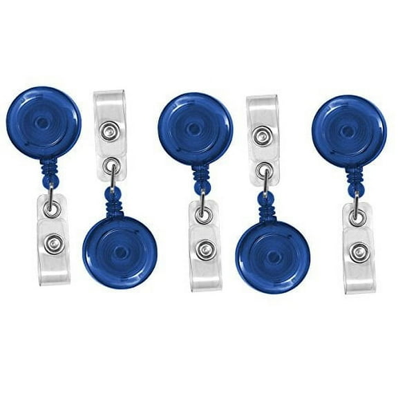 Translucent Blue Retractable ID Badge Reels with Belt Clip - 5 Pack by Specialist ID