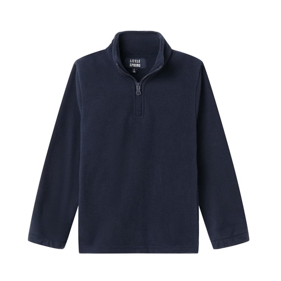 LittleSpring Kids Neutral Polar Fleece Jackets for Boys Quarter-Zip Sweatshirt Pullover with Elastic Cuffs Navy Blue Size 4