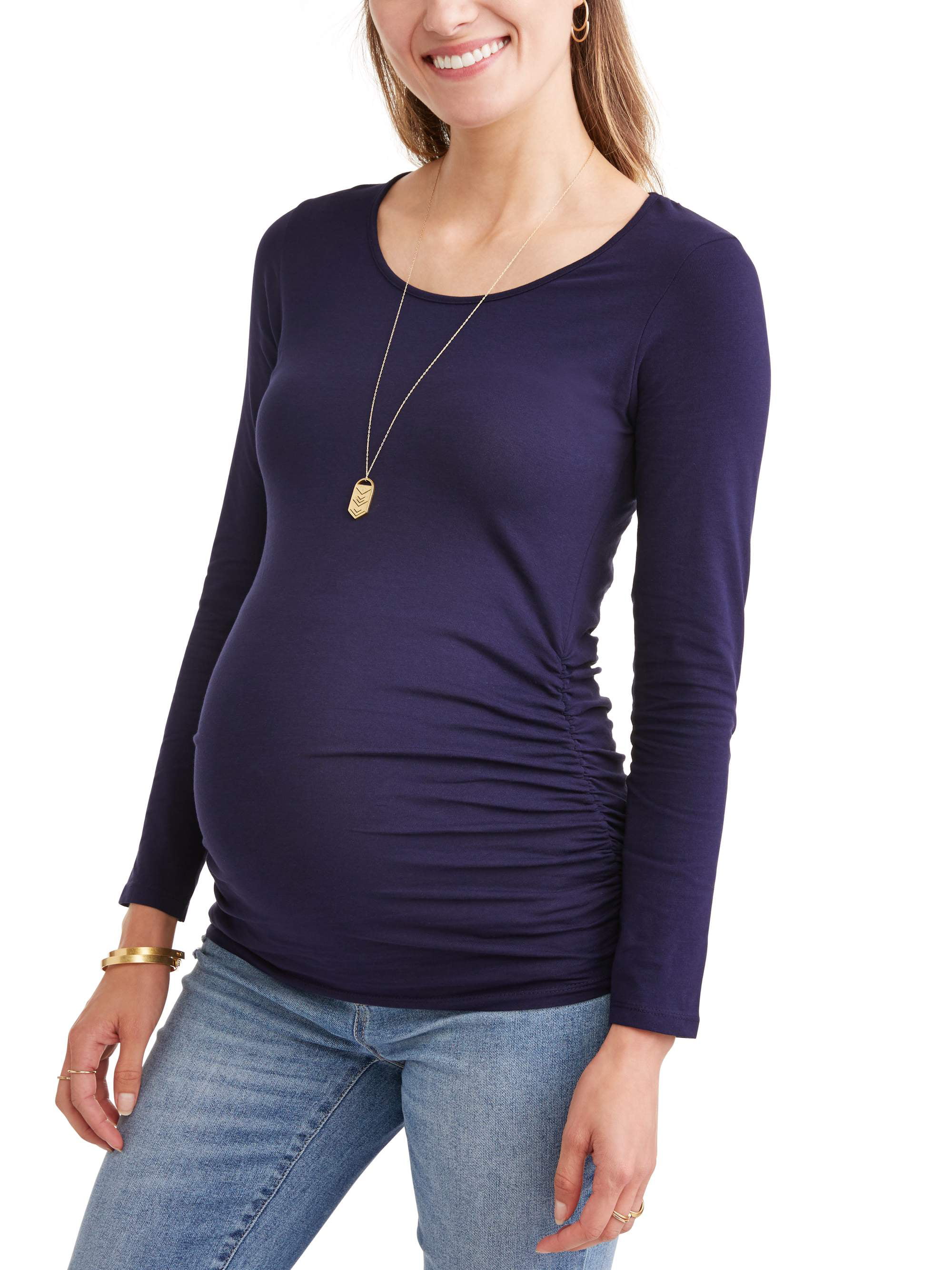 Maternity Long Sleeve Knit Top with Side Ruching -- Available in Plus ...