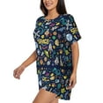 thumbnail image 2 of Picia Colorful Space Pajamas Sets for Women Soft Short-Sleeved Pjs with Lounge Shorts Two Piece Sleepwear-Medium, 2 of 9