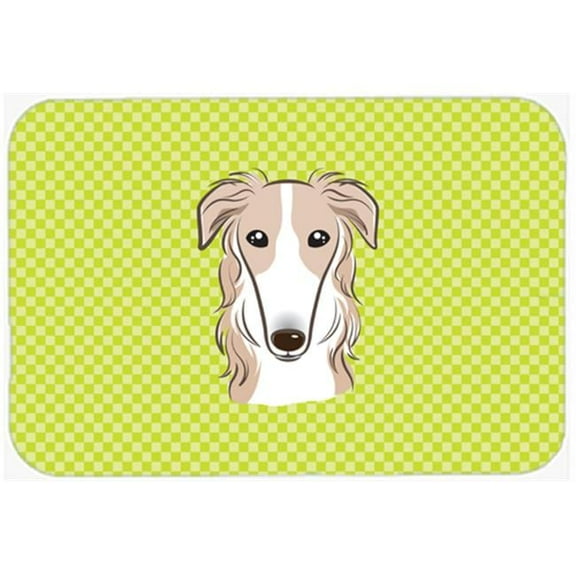 Carolines Treasures Checkerboard Lime Green Borzoi Mouse Pad- Hot Pad Or Trivet