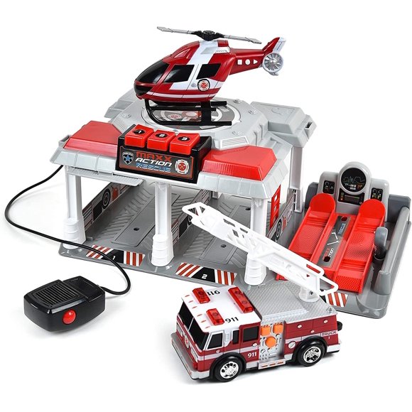 Set de juguetes Fire and Rescue Garage Luces y sonidos para niños
