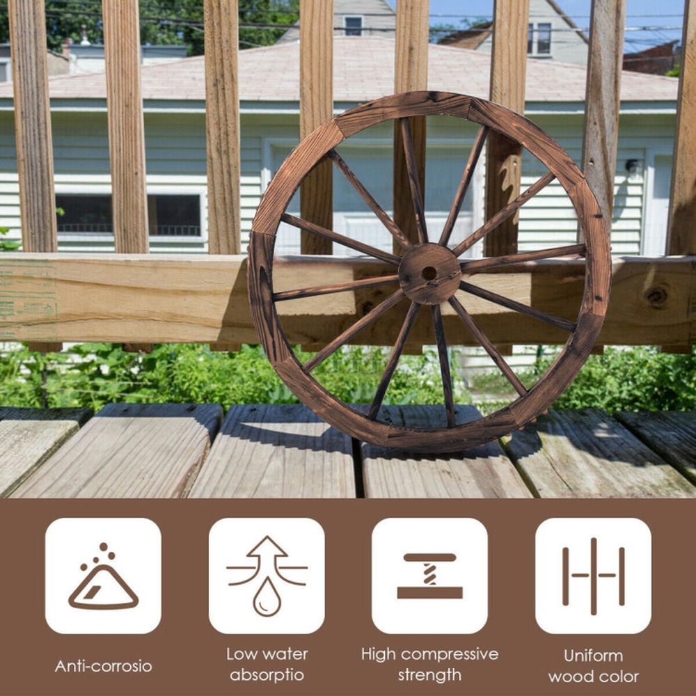 Kadyn Set of 2 30-inch Decorative Vintage Wood Wagon Wheel