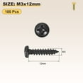 thumbnail image 2 of Pan Head Self Tapping Screws(M3x12) 100Pcs, 304 Stainless steel Self Drilling Screw for Metal Wood Plastic, for Cabinet Wall Shutter Plate Rock Furniture, Black, 2 of 7