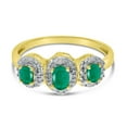 thumbnail image 6 of 10k Yellow Gold Oval Emerald And Diamond Three Stone Ring, 6 of 6