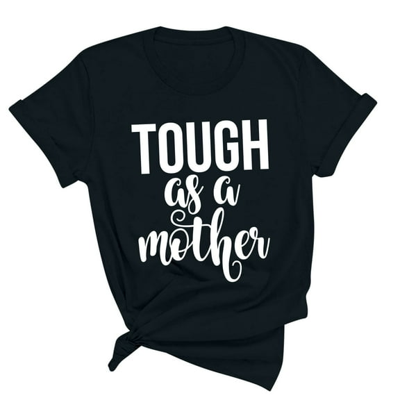 WREESH Women's Fashion Short Sleeve T-Shirt Round Neck Summer Top with Graphic Print Black