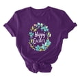 thumbnail image 4 of Womens Easter Print Short Sleeve Tshirts Summer Plus Size Trendy Round Neck Tee Casual Loose Fit Tops, 4 of 5