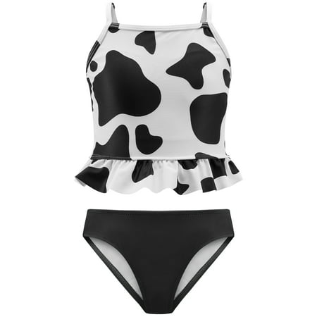 

Wisremt 4-12T Girls Swimsuit Two Pieces Bikini Set Ruffle Bathing Suits Flounced Tankini Swimwear