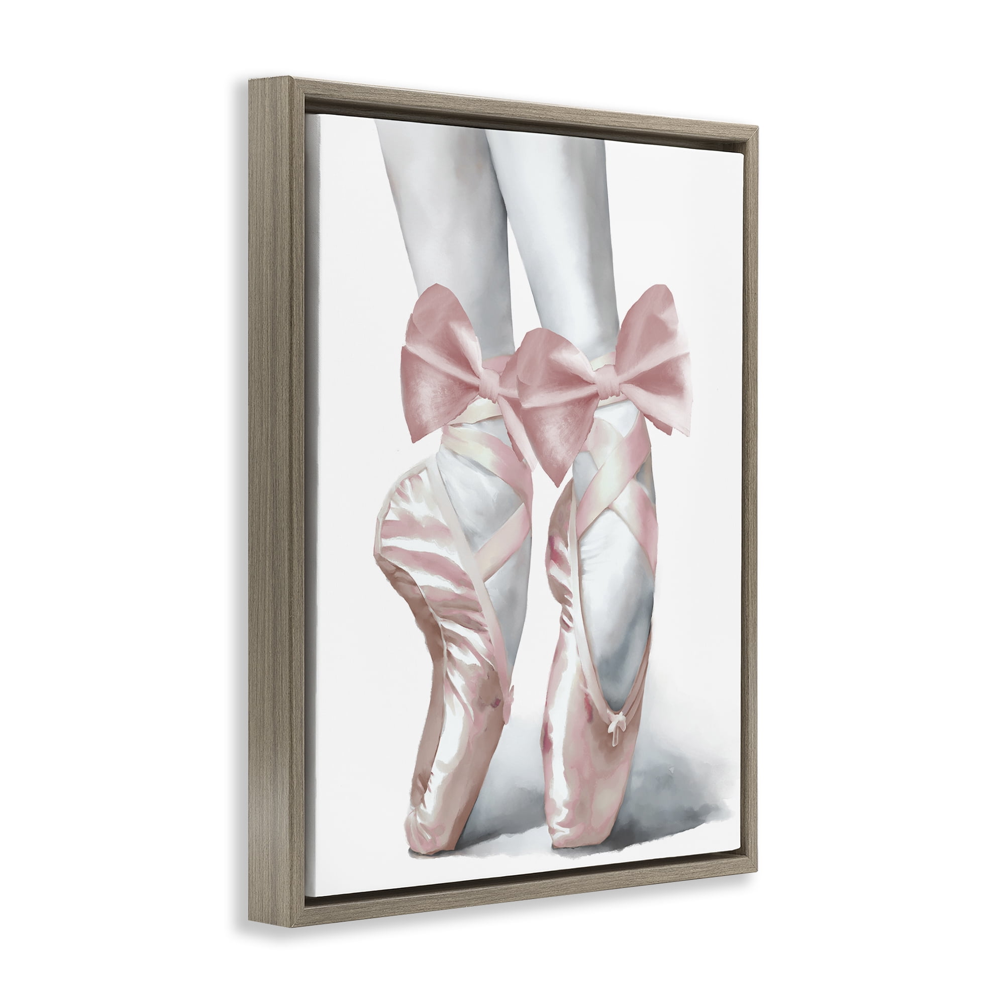Stupell Industries Ballet Pointe Shoes Brown Framed Floater Canvas Wall Art, design by Elizabeth Medley