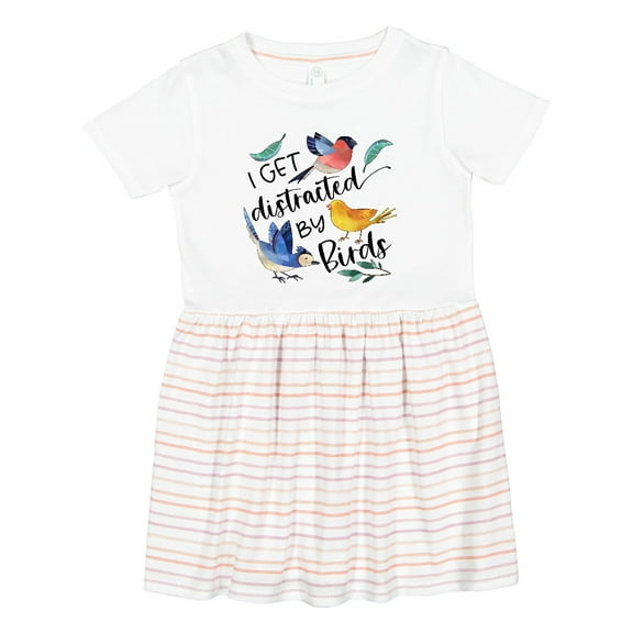 Inktastic I Get Distracted by Birds Girls Toddler Dress