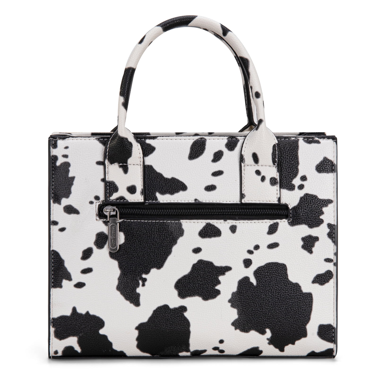 Wrangler Medium Tote Bag for Women Canvas Structured Satchel Purse with Braided Straps Top-handle Handbag with Zipper Pocket, COW-Black