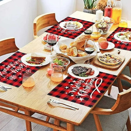 

CFX Christmas Table Placemat Red And Green Lattice Red And Black Lattice Placemat 4 Piece Set Lattice Placemat Set Christmas Decoration Kitchen Linen Autumn Holiday Table Placemat 12.6X16.6 In