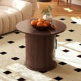 thumbnail image 6 of 23.6" Round Coffee Table Wood Side End Table Nightstand Farmhouse for Small Spaces w/Hidden Storage,Sliding Door Living Room,Bedroom(Dark Brown), 6 of 10