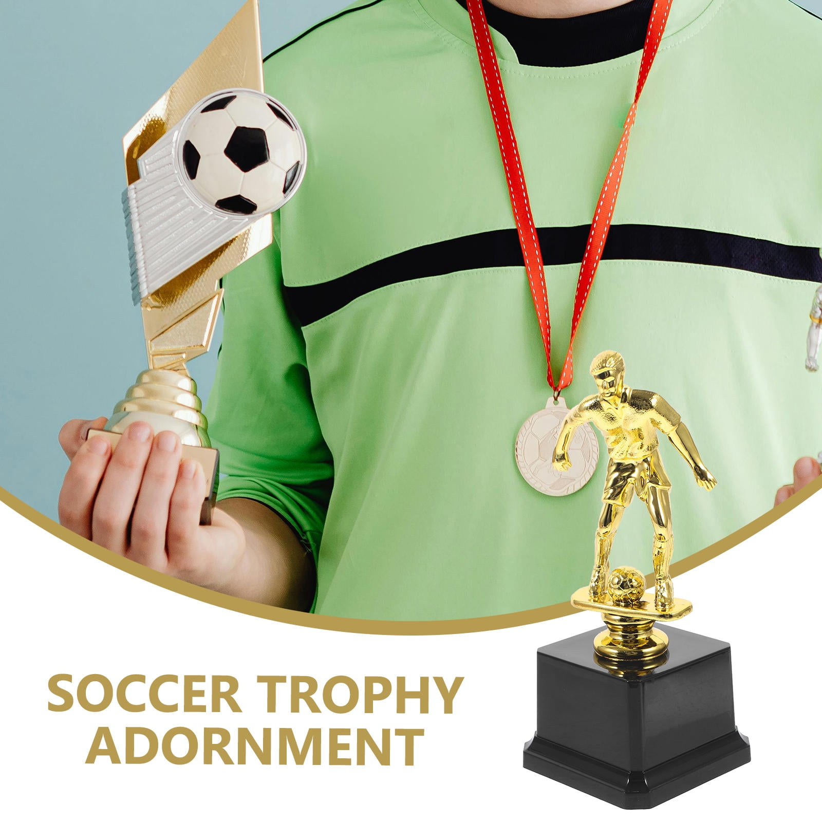 LABSERRON 1Pcs Soccer Ball Shape Plastic Award Trophy for School Events and Competitions 11.8x3x3in