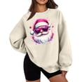 thumbnail image 3 of Feancey Funny Graphic Sweatshirts for Women Christmas Ugly Sweatshirt Oversized Long Sleeve Crewneck Pullover Cute Santa Claus Print Tops Beige XL, 3 of 6