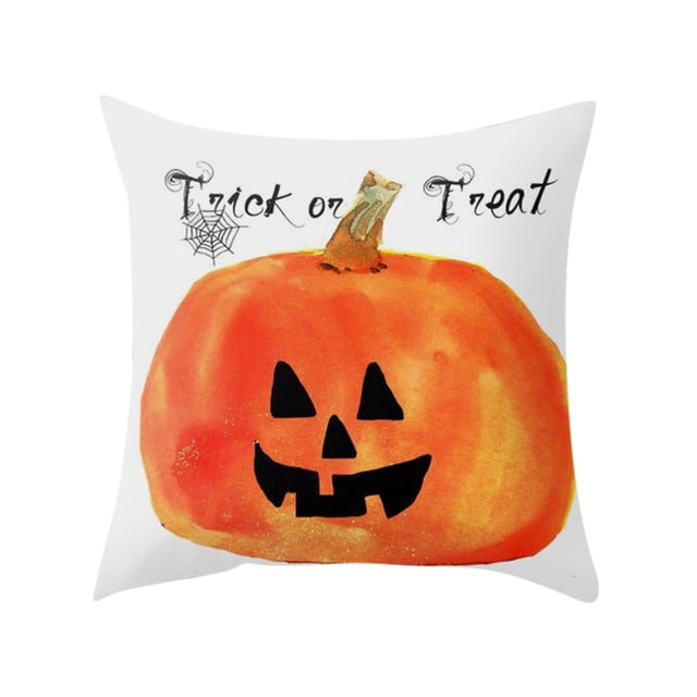 Xihbxyly Funda de Almohada de Halloween, Diseño de Acuarela, Terciopelo Color Melocotón, Cierre de Cremallera Oculto, Decoración para Sofá, Tamaño 45 X 45 Cm, Decoración Festiva para El Hogar.