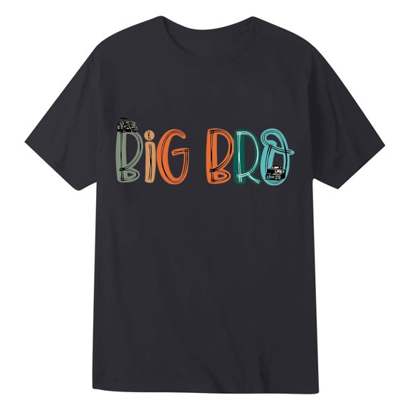 Gunia T Shirts For Toddler Boys Big Bro Cute Printed Short Sleeve Crew Neck T Shirt Children Tee Tops Black 2-3 Years