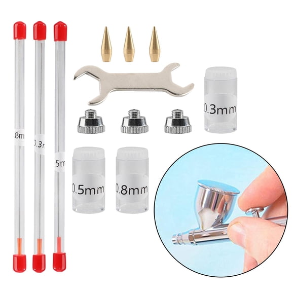 Kits de agujas de aerógrafo Macarena 11x 0,3mm 0,5mm 0,8mm Boquilla de aerógrafo